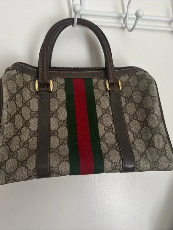 Gucci Brown GG Canvas Duffel with Green and Red Web Stripe - Picture 2 of 2